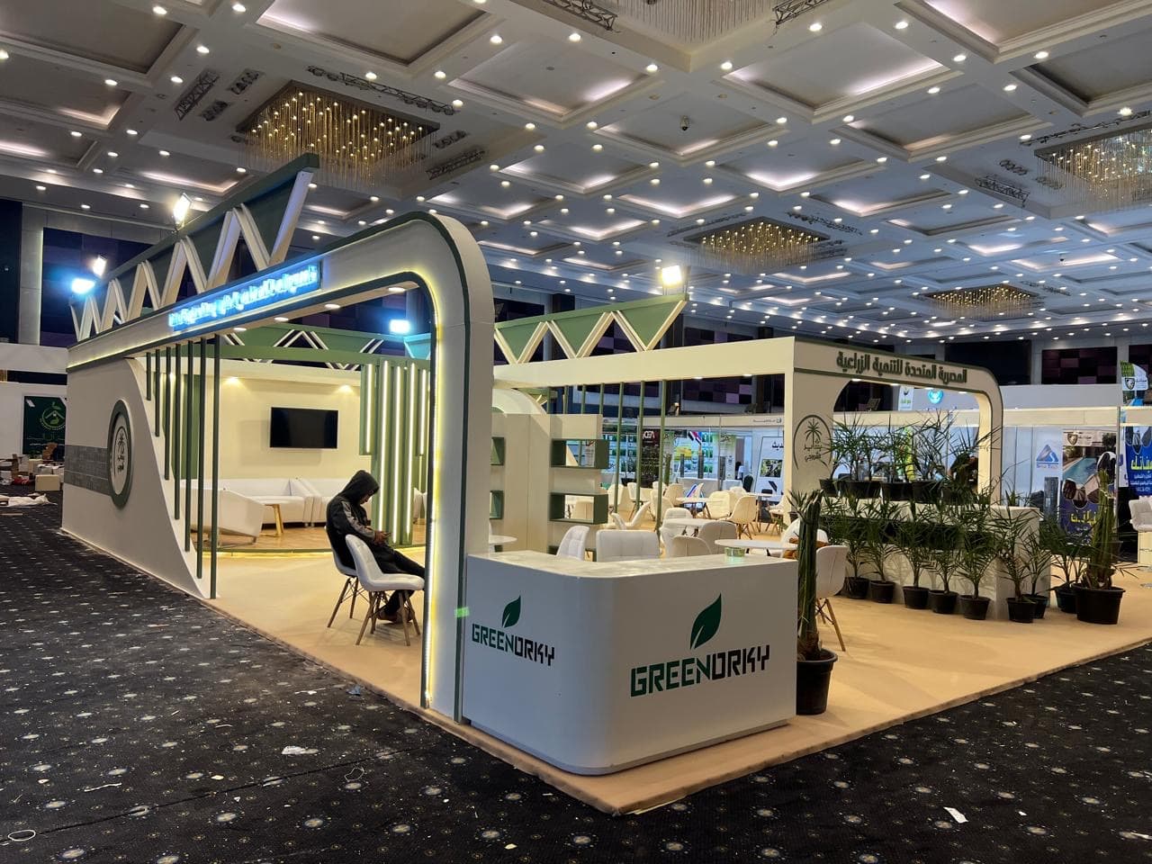 Exhibition booth during the construction stage